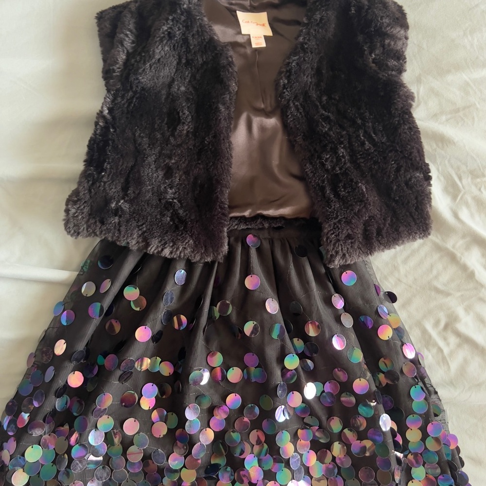 Cat & Jack Black Dress with Iridescent Sequin Discs